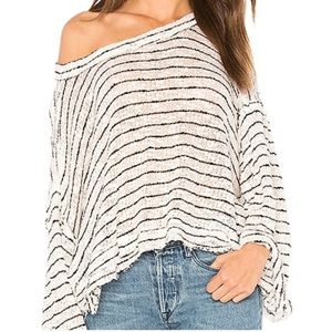 Free People island girl hacci top White with black stripes boxy oversized medium